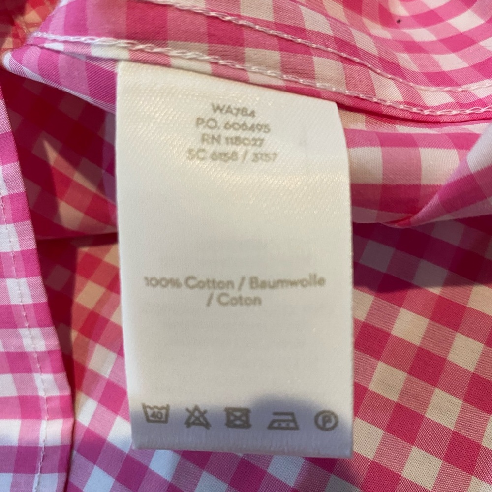 Boden pink and white checkered long sleeve button down shirt.. Size 14R - Picture 4 of 5
